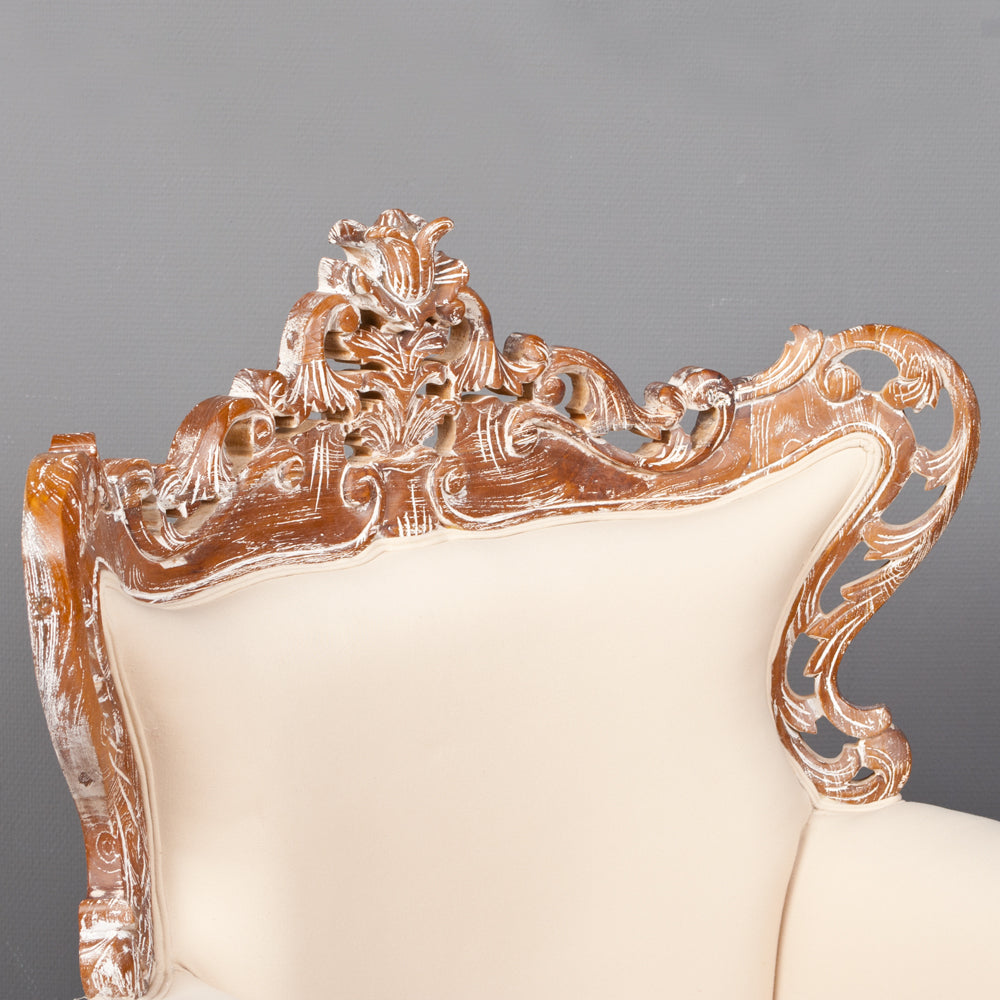 Sessel KARMA Teak Stoffbezug White Wash / Creme