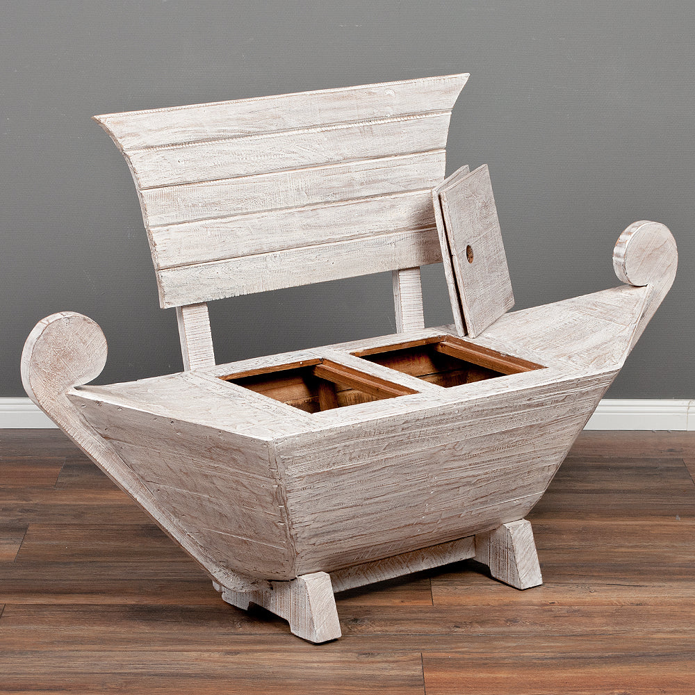 Sitzbank BARCO ca. L155cm White Wash Mahagoni Teak