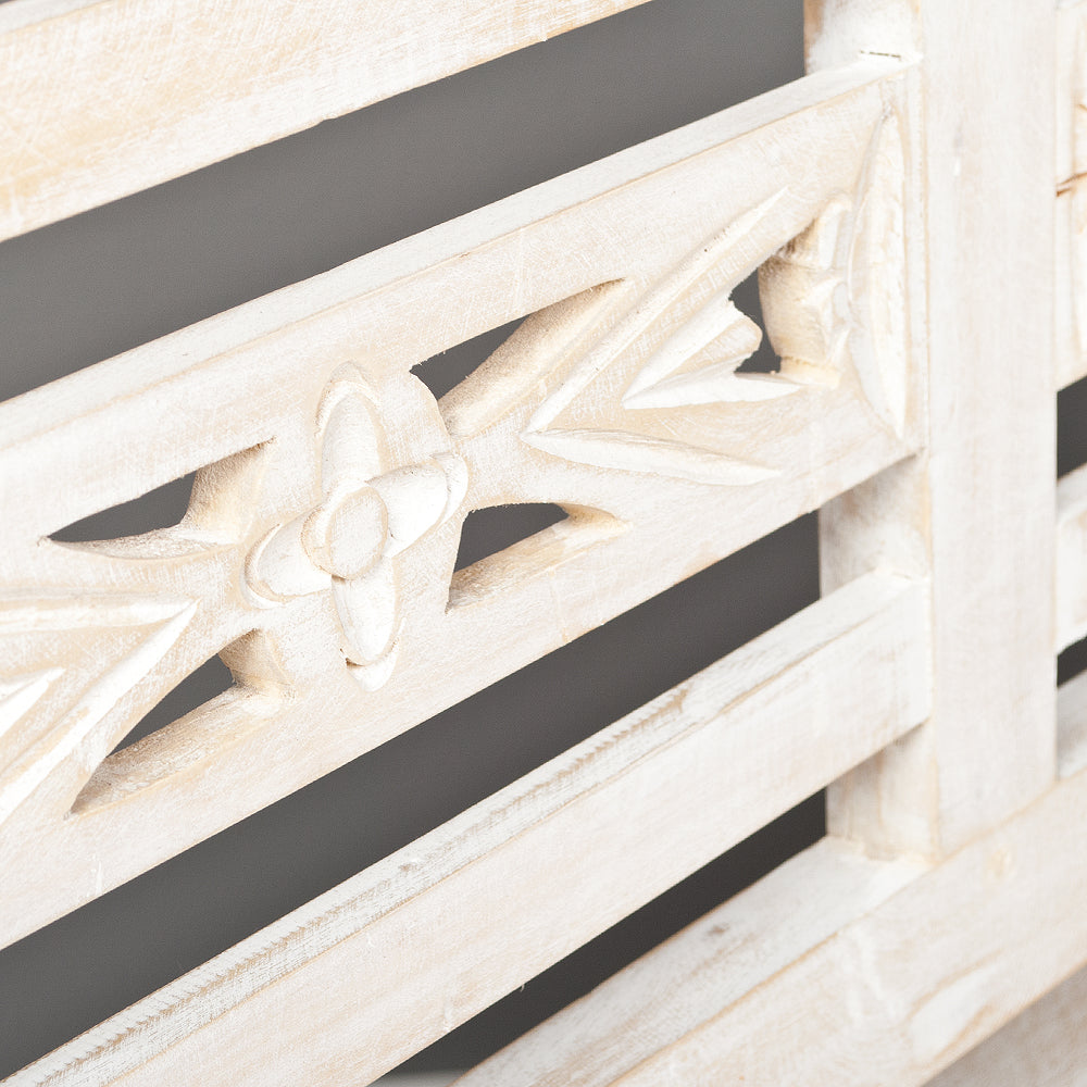 Massive Sitzbank CHRISTOS White-Washed 100cm Mahagoni