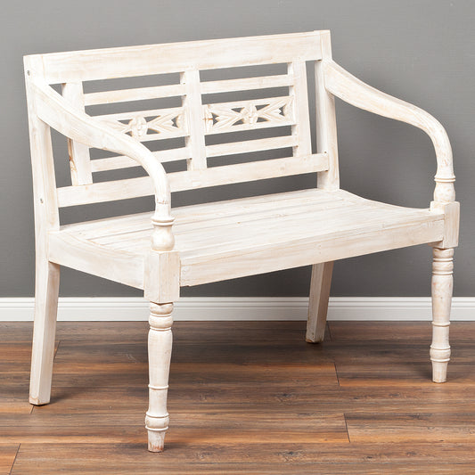 Sitzbank CHRISTOS White-Washed ca. L100cm Mahagoni