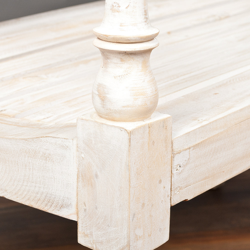 Massive Sitzbank CHRISTOS White-Washed 100cm Mahagoni