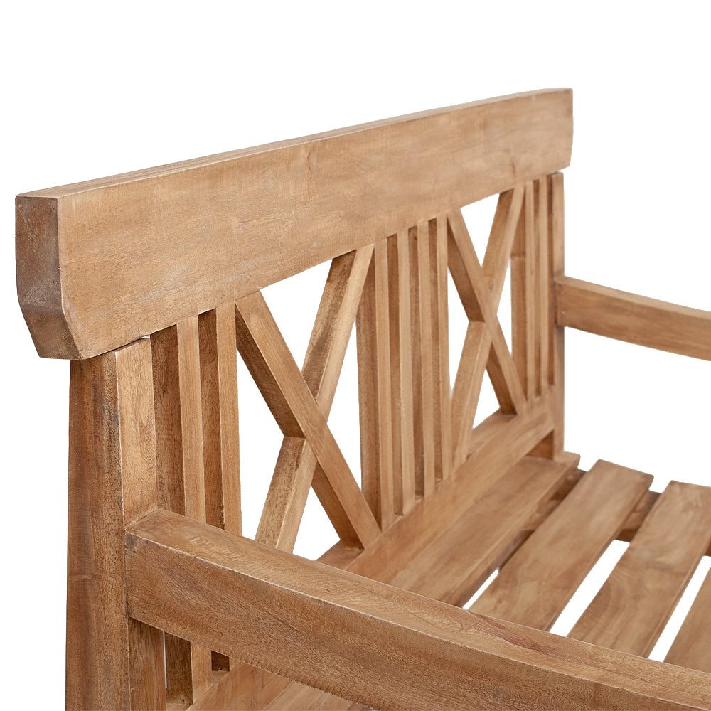 Massivholz Sitzbank DRAHMA Antik-Natural ca.120cm Mahagoni