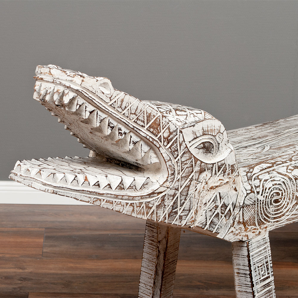 Sitzbank KROKO White Wash ca. L170-200cm Albasia