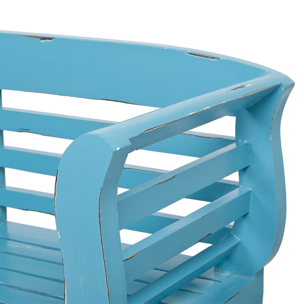 Sitzbank SALONIKI Antik-Blau ca. L168cm Mahagoni