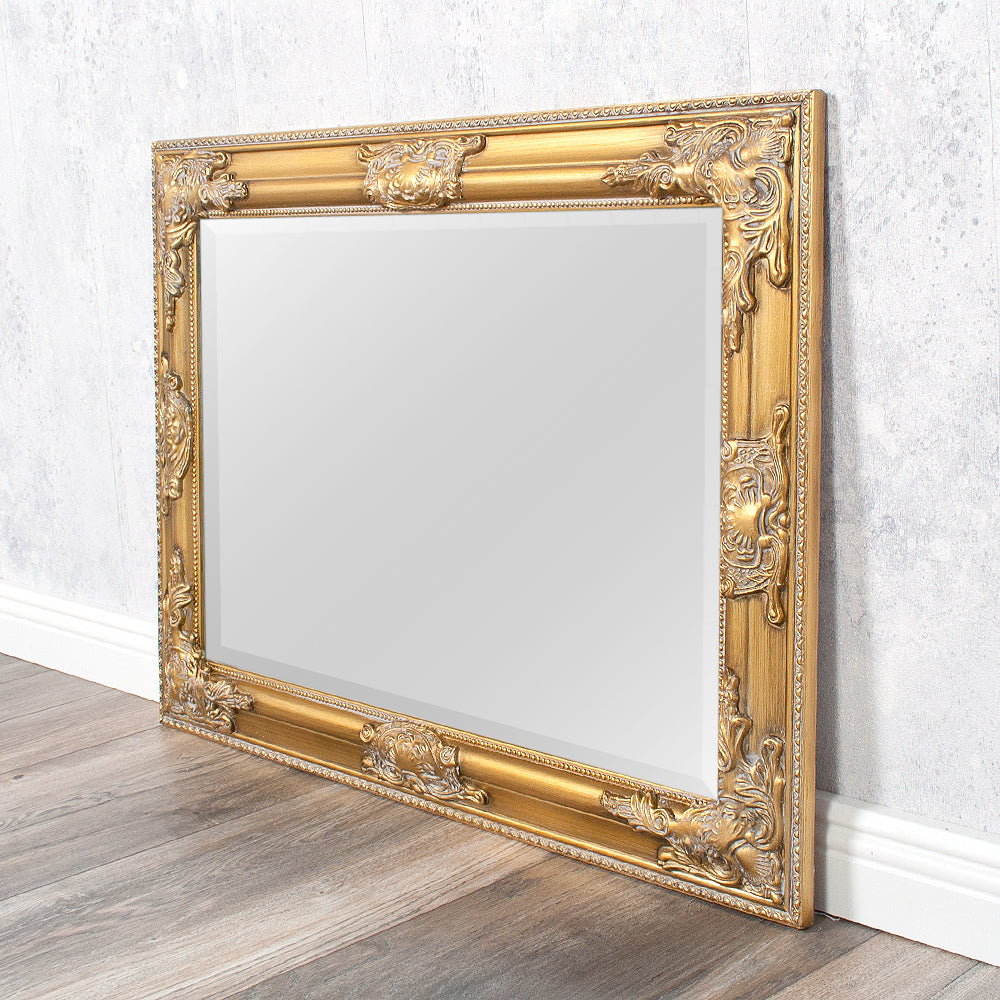 Eleganter Barock-Spiegel BESSA 80x60cm gold-antik Holzrahmen
