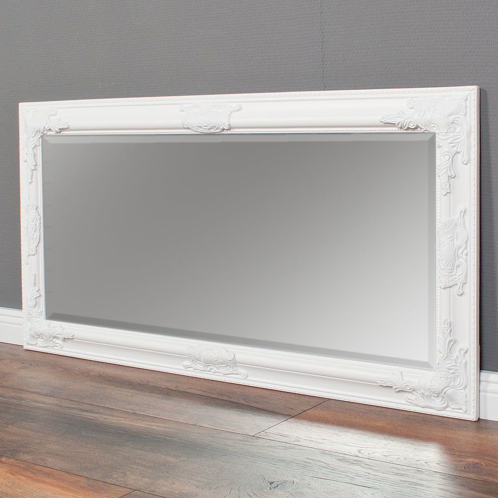 Eleganter Barock Spiegel BESSA 100x50cm weiss Holzrahmen