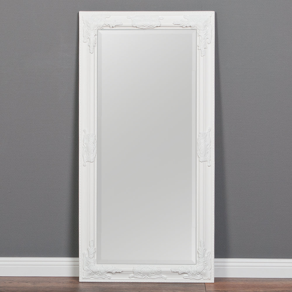 Eleganter Barock Spiegel BESSA 100x50cm weiss Holzrahmen