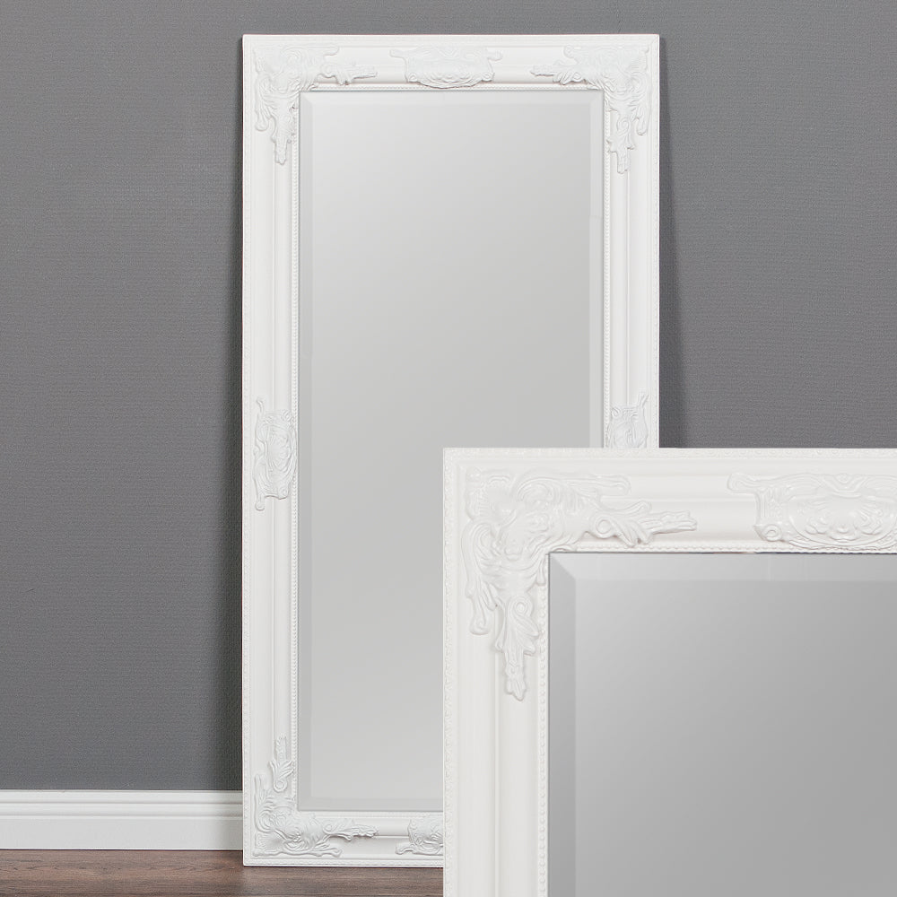Eleganter Barock Spiegel BESSA 100x50cm weiss Holzrahmen