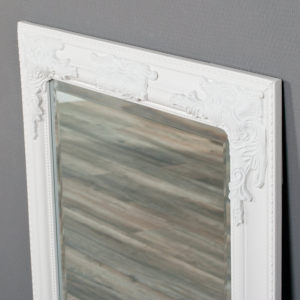 Eleganter Barock Spiegel BESSA 100x50cm weiss Holzrahmen