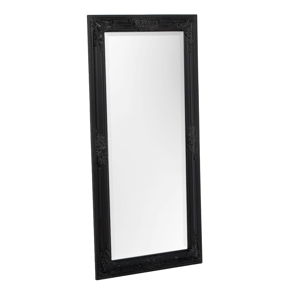Eleganter Barock Spiegel BESSA 100x50cm schwarz matt Holzrahmen