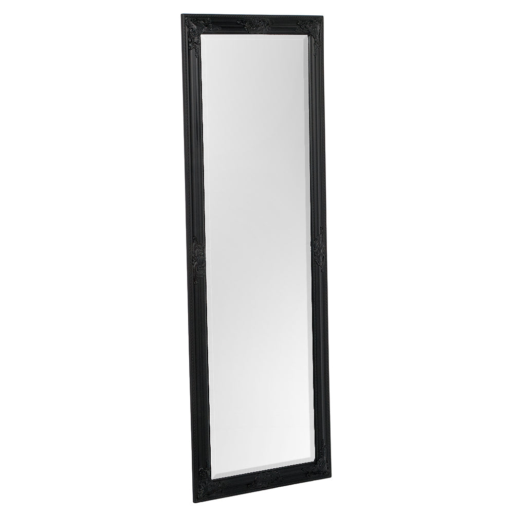 Eleganter Barock Spiegel BESSA 180x60cm schwarz matt Holzrahmen