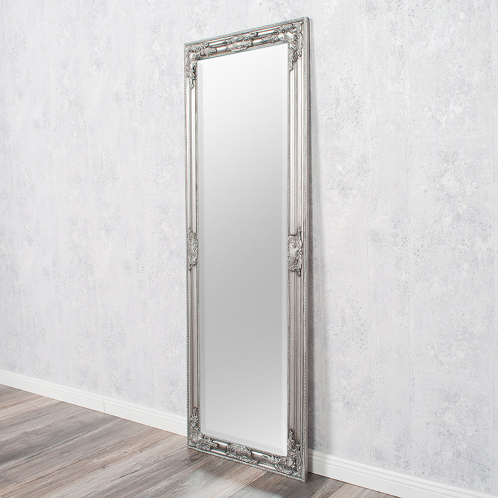 Eleganter Barock Spiegel BESSA 140x50cm silber-antik Holzrahmen