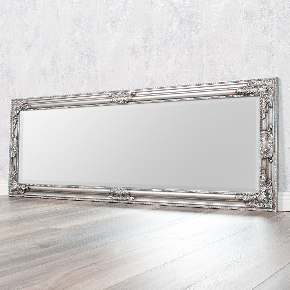 Eleganter Barock Spiegel BESSA 140x50cm silber-antik Holzrahmen