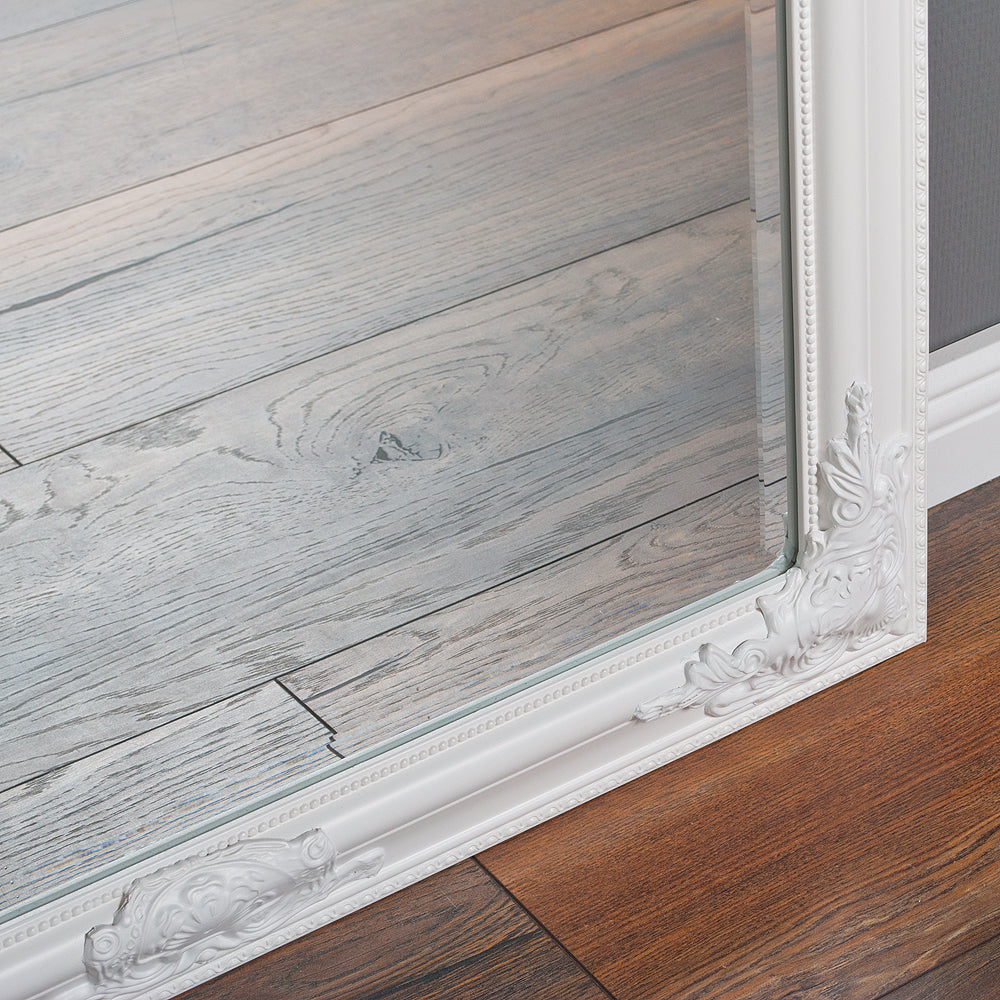 Eleganter Barock Spiegel BESSA 180x60cm weiß-matt Holzrahmen