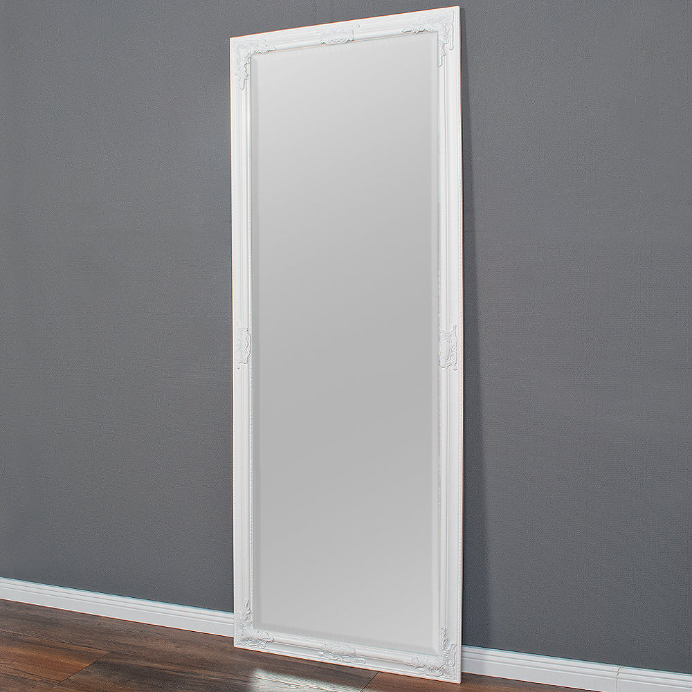 Eleganter Barock Spiegel BESSA 180x60cm weiß-matt Holzrahmen