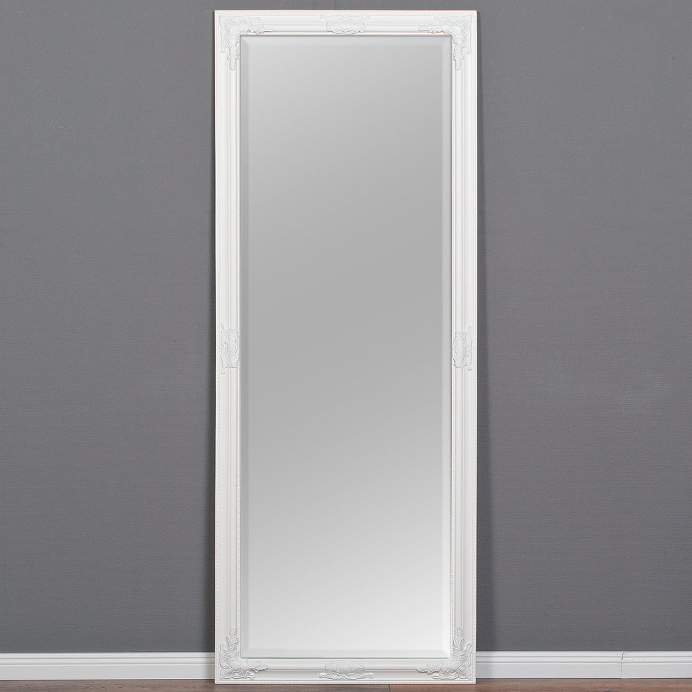 Eleganter Barock Spiegel BESSA 180x60cm weiß-matt Holzrahmen