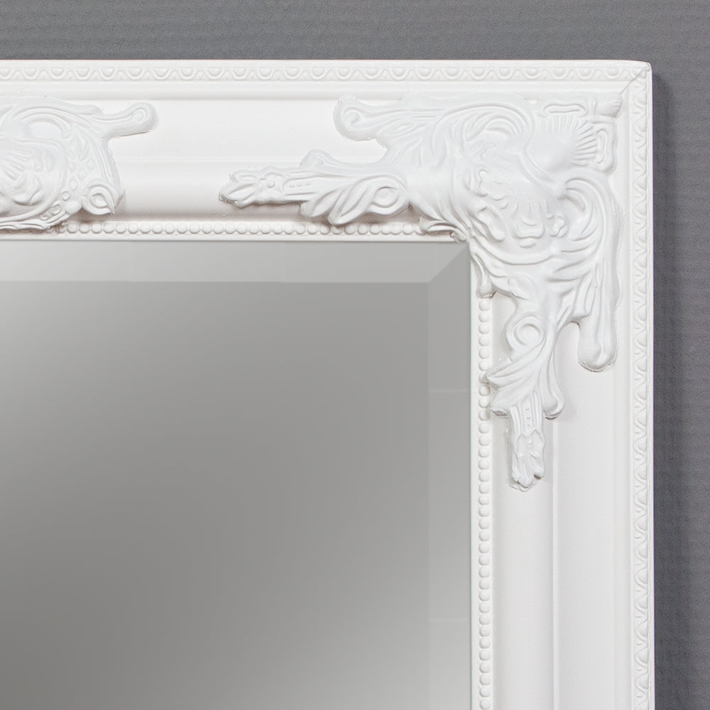 Eleganter Barock-Spiegel BESSA 80x60cm weiss Holzrahmen