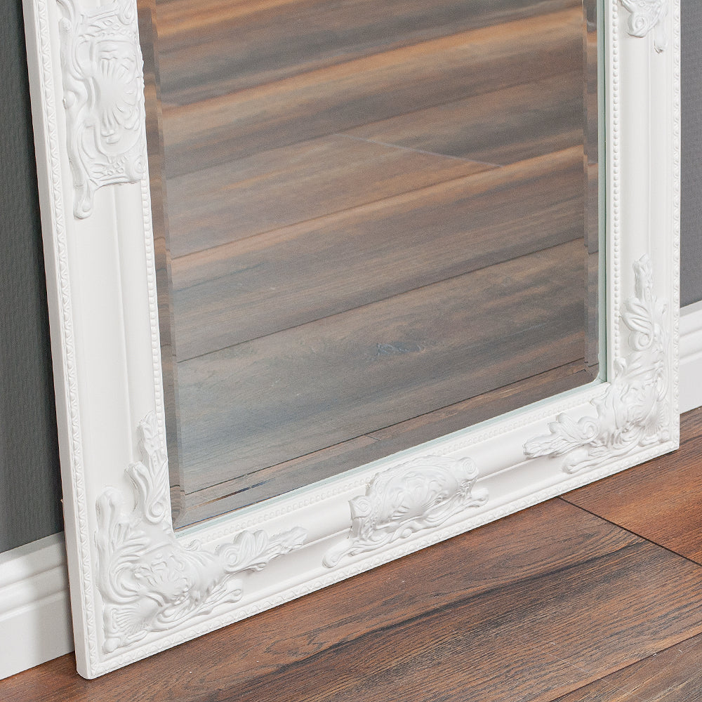 Eleganter Barock-Spiegel BESSA 80x60cm weiss Holzrahmen
