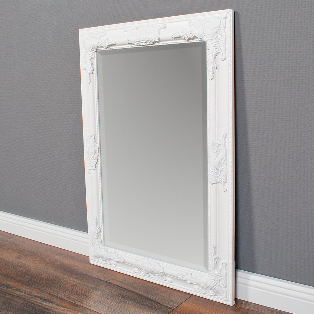 Eleganter Barock-Spiegel BESSA 80x60cm weiss Holzrahmen
