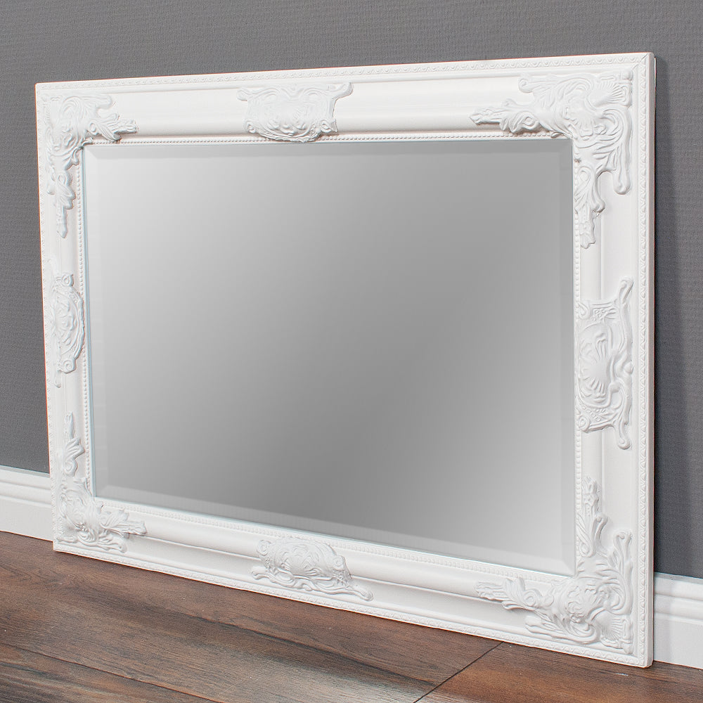 Eleganter Barock-Spiegel BESSA 80x60cm weiss Holzrahmen