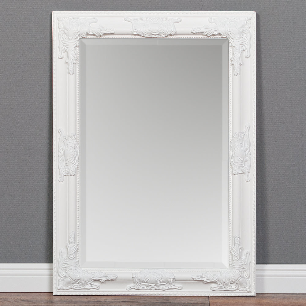 Eleganter Barock-Spiegel BESSA 80x60cm weiss Holzrahmen