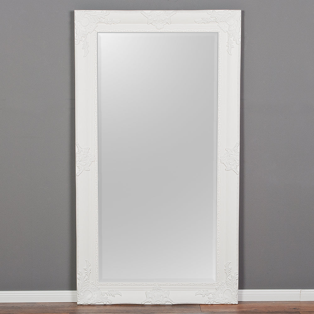 Barock Spiegel MARLON XL Weiss-Pur 180x100cm Holzrahmen