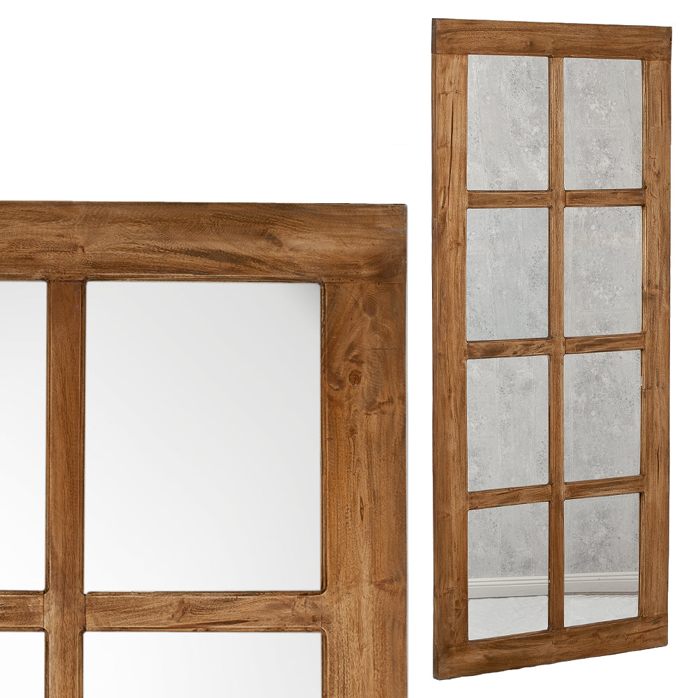 Landhaus Spiegel WINDOW Antik-Natural ca. 180x80cm Holzrahmen