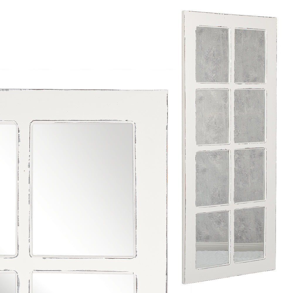 Landhaus Spiegel WINDOW Antik-Weiß 180x80cm Holzrahmen
