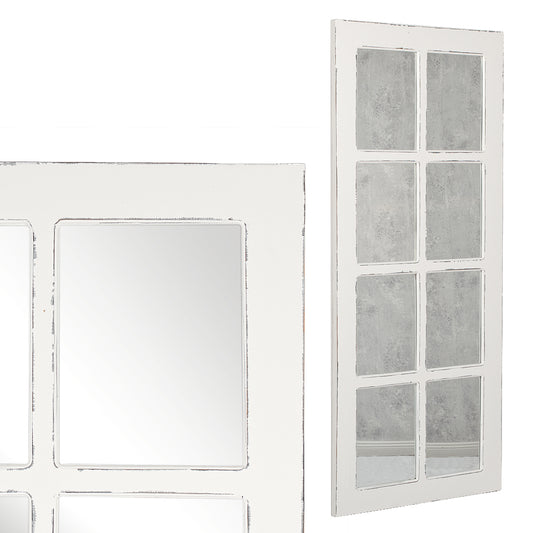 Landhaus Spiegel WINDOW Antik-Weiß 180x80cm Holzrahmen