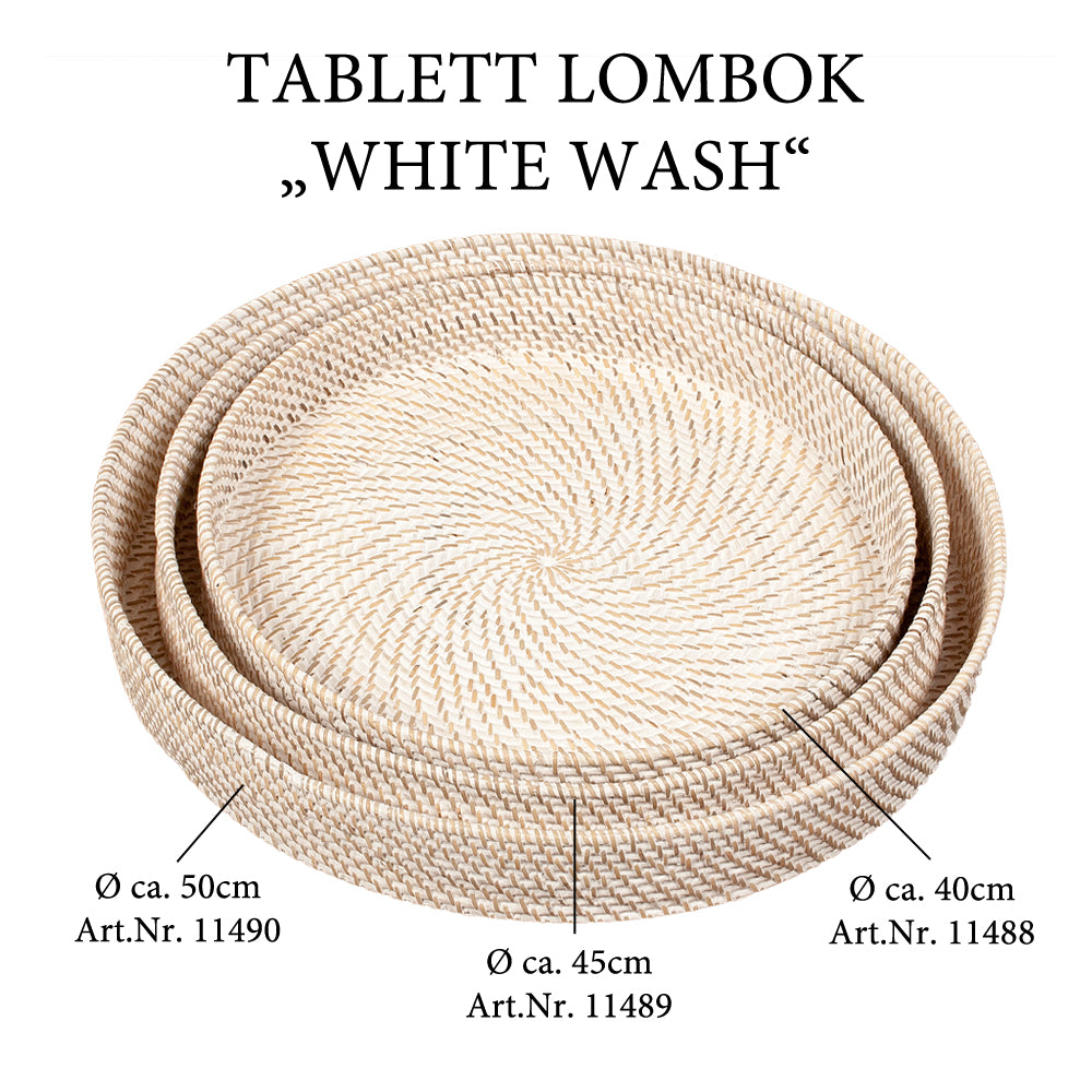 Tablett LOMBOK White Wash D45cm