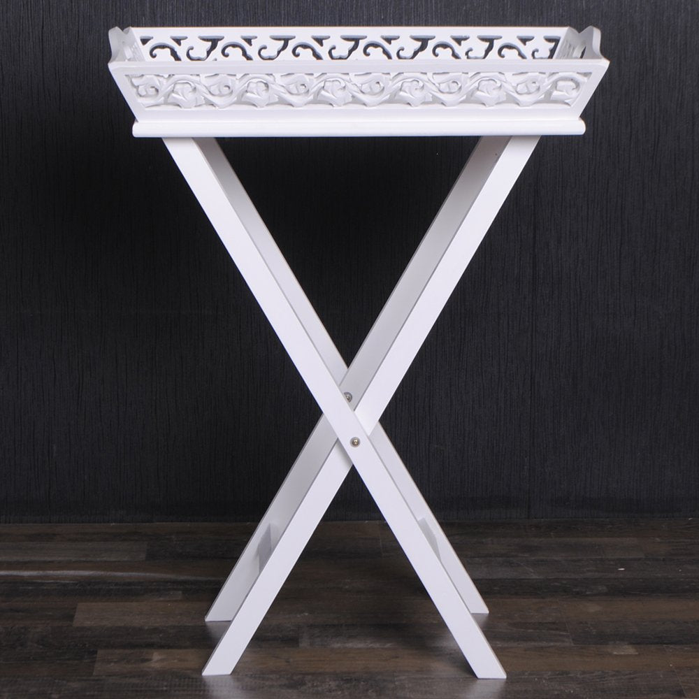 Romantischer Landhaus Tablett-Tisch NADJA ca.56cm weiß
