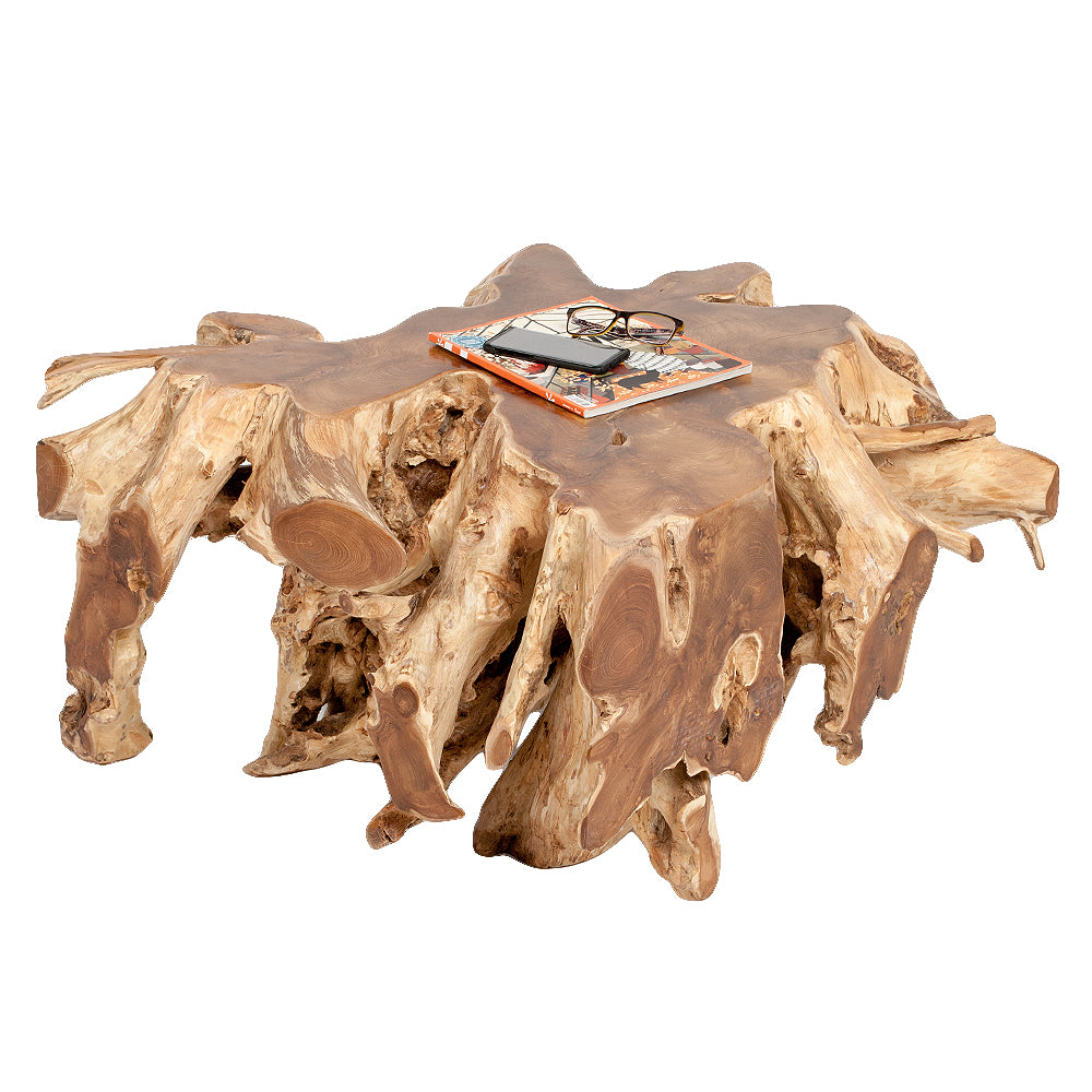 Einzigartiger Teak-Wurzel  Couchtisch AKAR Natural ca. 80x80cm