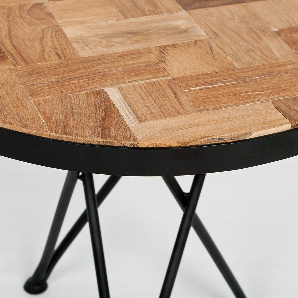 Teak Couchtisch ISLA D50cm Schwarz / Natural