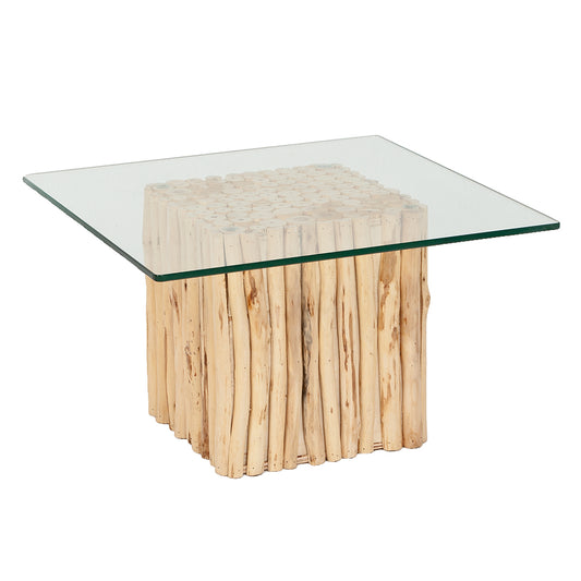 Teak Couchtisch NICO Natural inkl. Glasplatte ca. 70x70cm