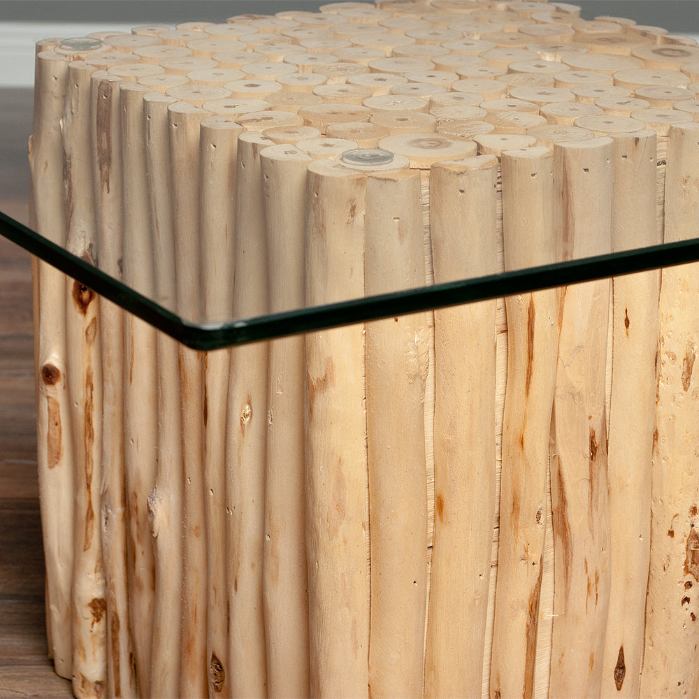 Teak Couchtisch NICO Natural inkl. Glasplatte ca. 70x70cm