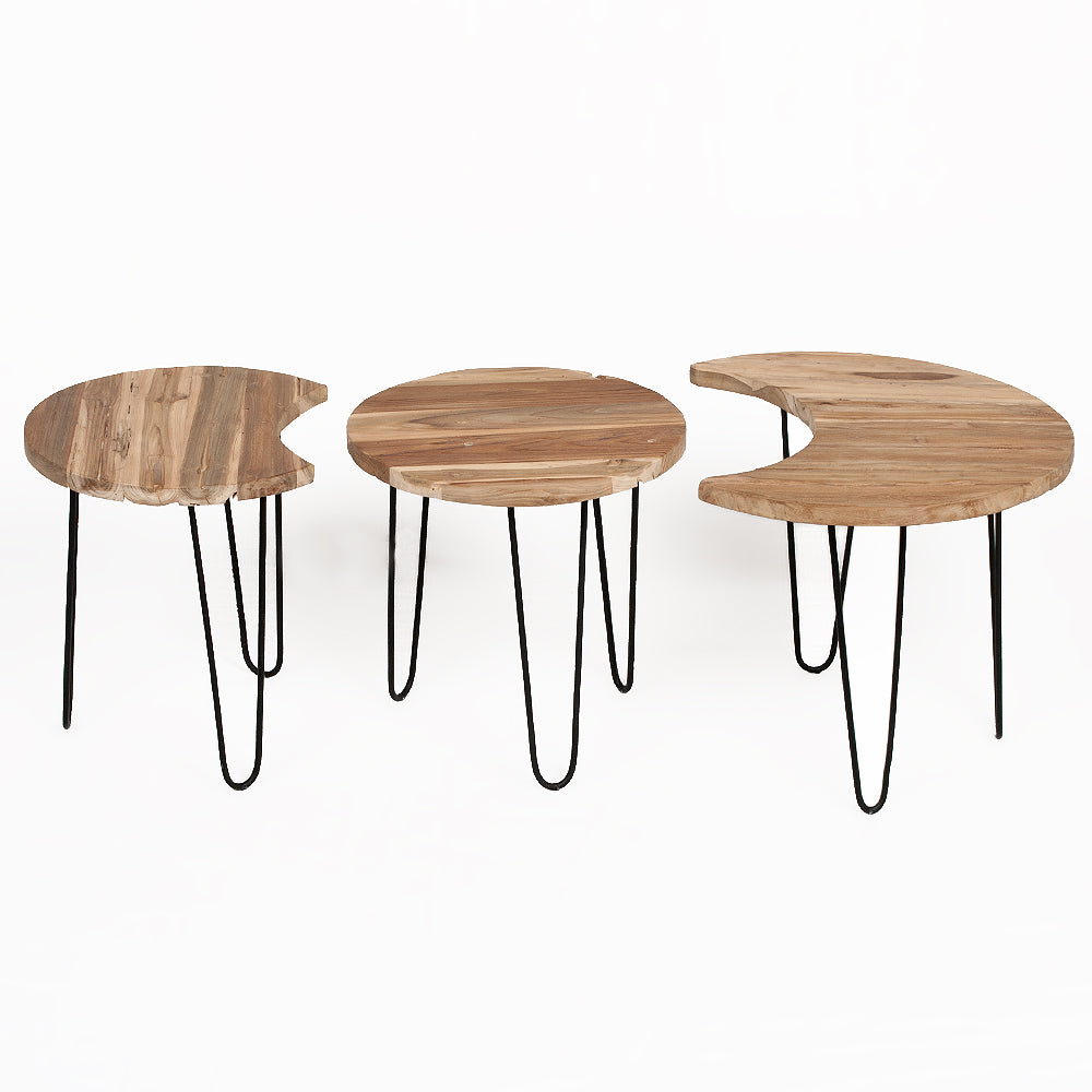 3tlg. Teak Couchtisch TRIPTICO Natural