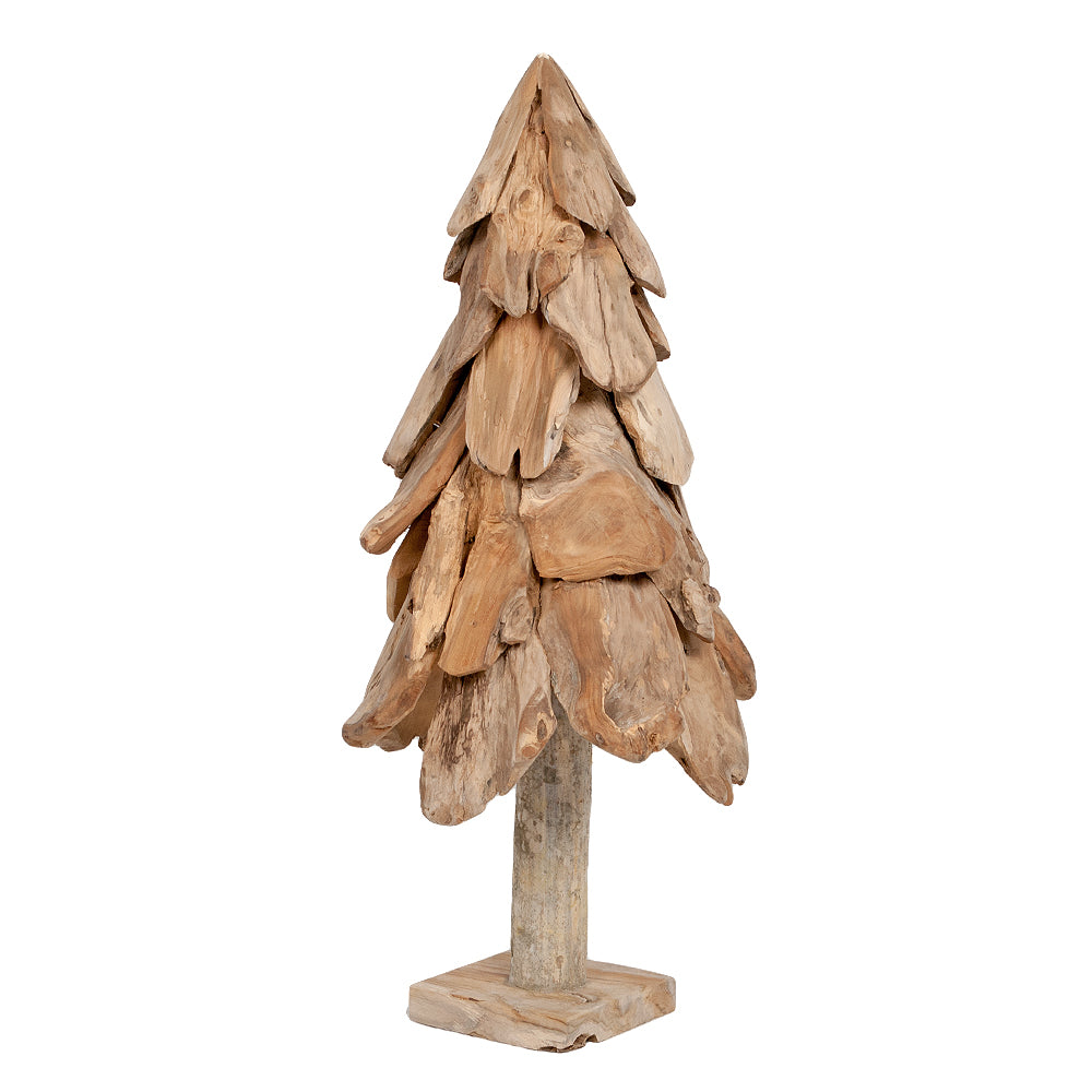 Teak-Baum CEMARA 40cm Handgefertigte Teakholz Deko Tannenbaum