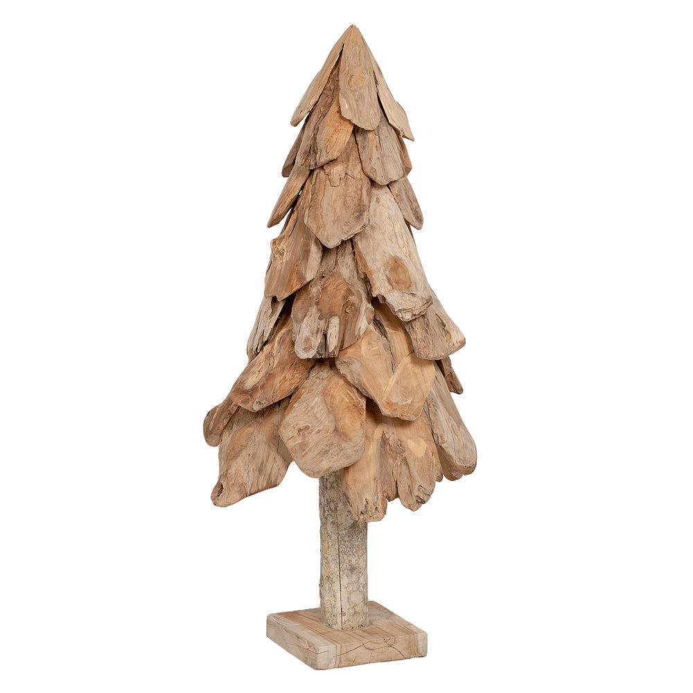 Teak-Baum CEMARA 40cm Handgefertigte Teakholz Deko Tannenbaum