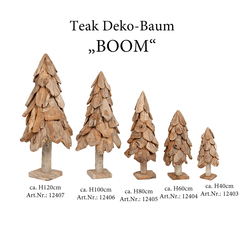 Teak-Baum CEMARA 40cm Handgefertigte Teakholz Deko Tannenbaum