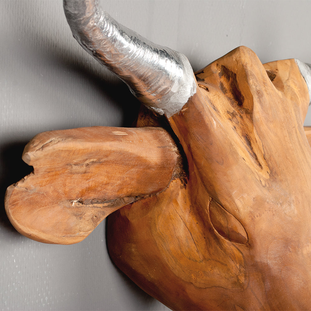 Teak Deko-Schädel TAURO