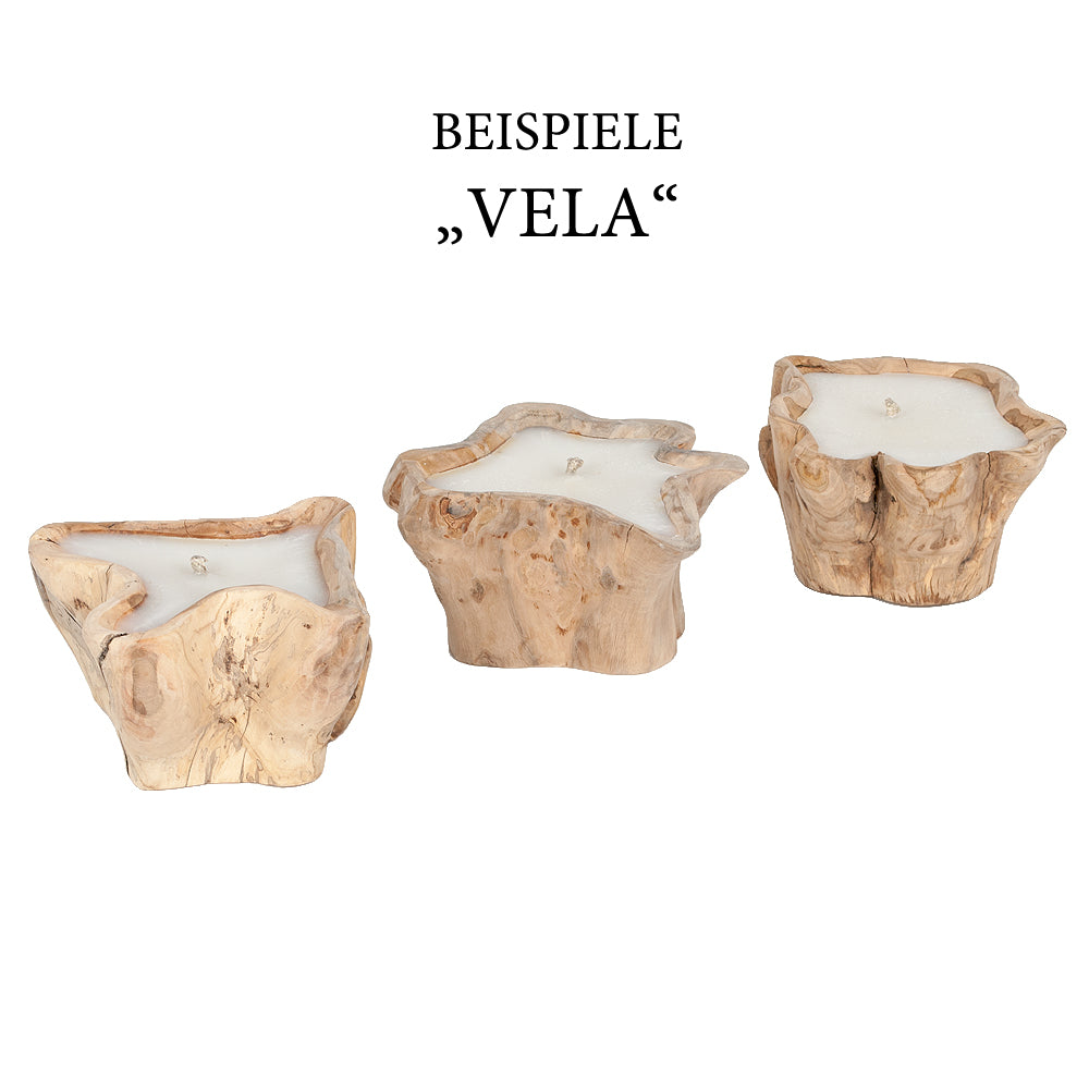 Individuelle Teak Kerze CERO ca. D30cm Unikat