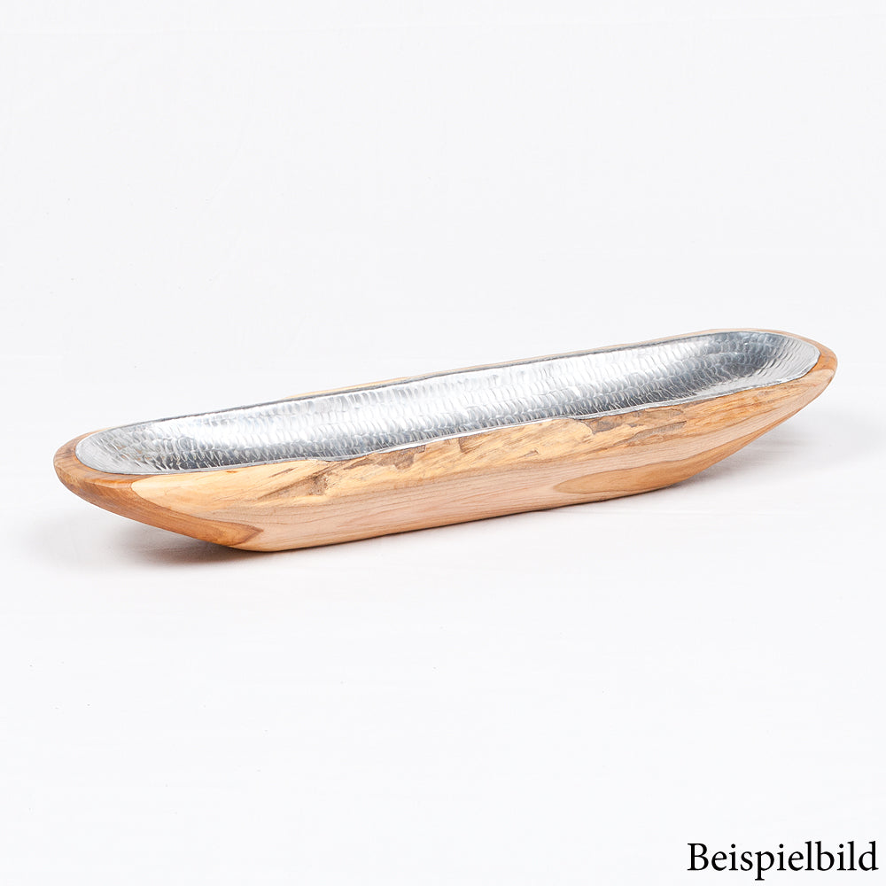 Teak & Alu Deko-Schale TEMBAGA-Three ca. 60cm Natural Aluminium