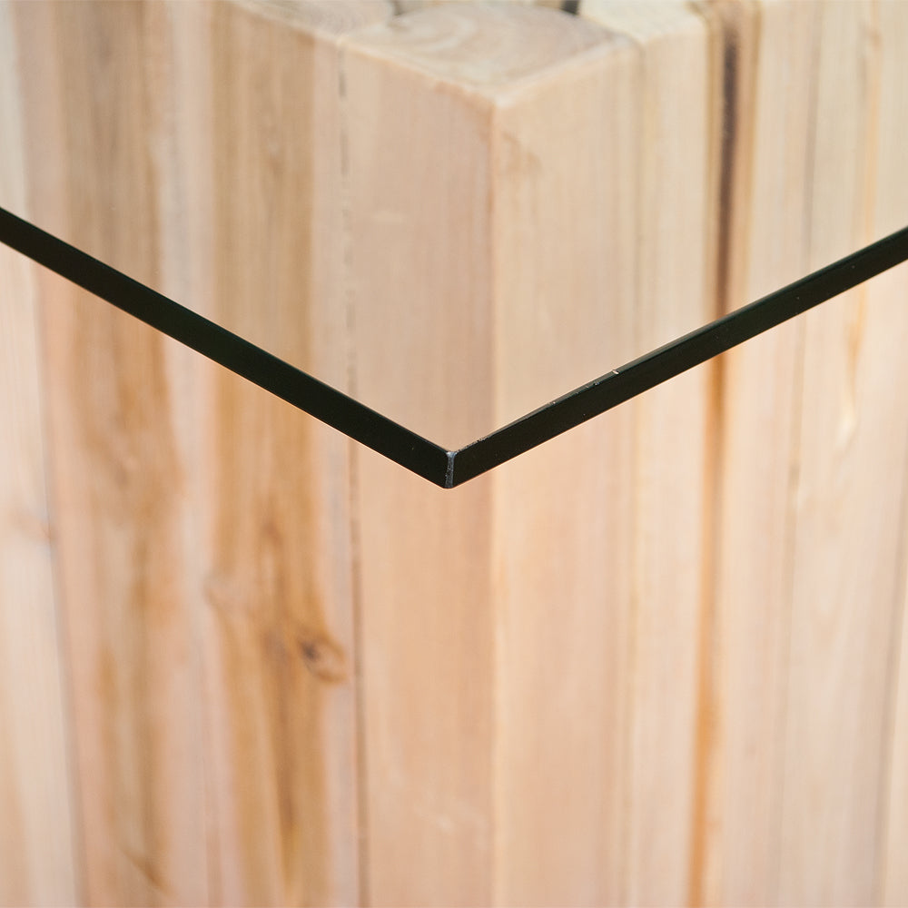 Teak Couchtisch JEFF mit Glasplatte 70x70cm Massivholz