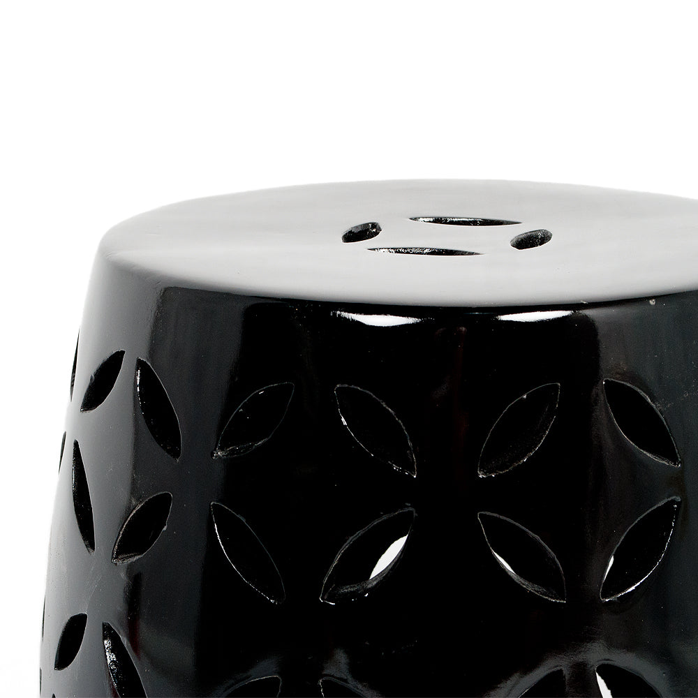 Terracotta Beistellisch MADARIN Farbe Schwarz H40cm Hocker