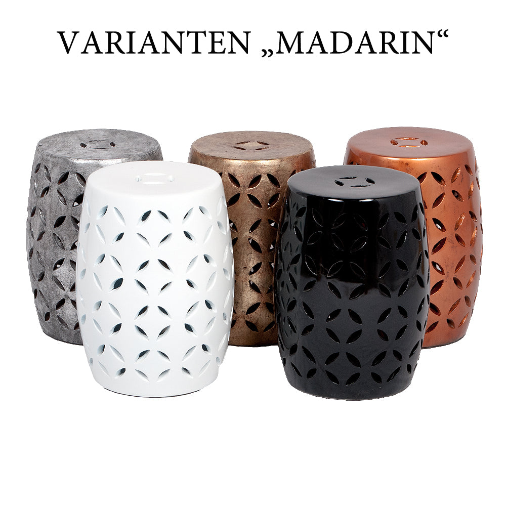 Terracotta Beistellisch MADARIN Farbe Schwarz H40cm Hocker