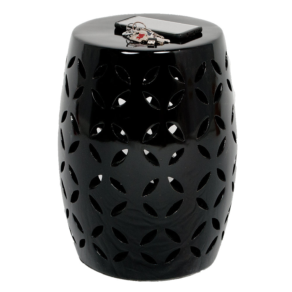 Terracotta Beistellisch MADARIN Farbe Schwarz H40cm Hocker