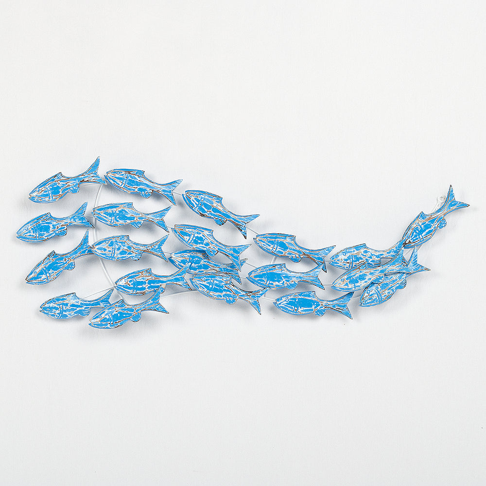 Wand-Deko IKAN Blue Wash ca. 110x45cm Albasia Holz Fische