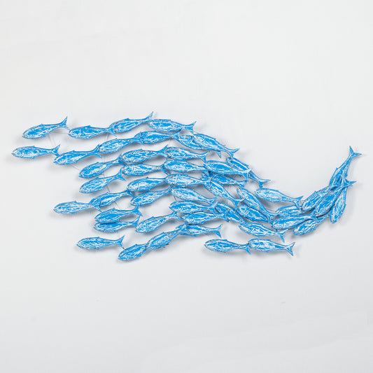 Wand-Deko IKAN Blue Wash ca. 180x70cm Albasia Holz Fische