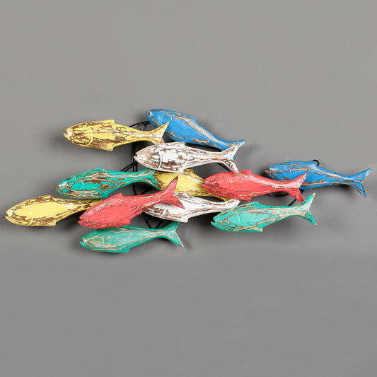 Wand-Deko IKAN Bunt ca. 80x40cm Albasia Holz Fische