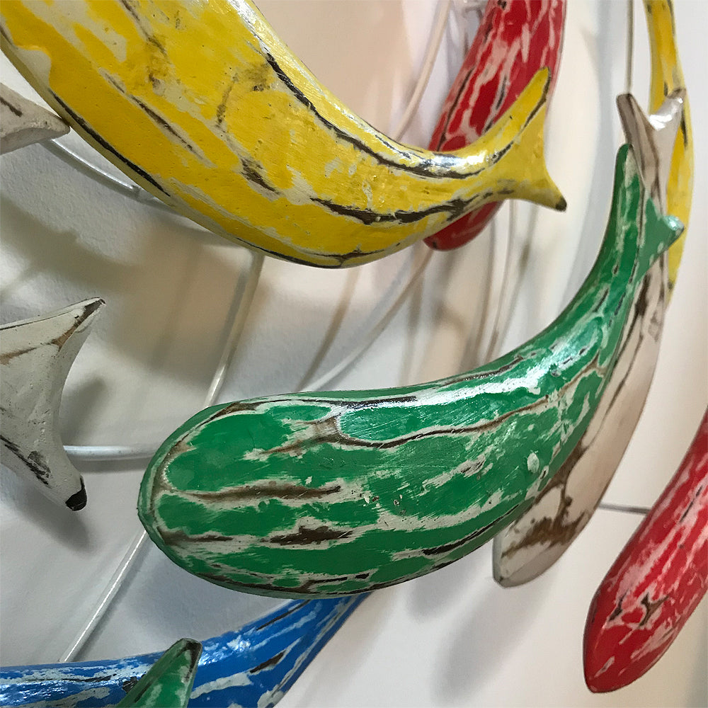 Wand-Deko IKAN Bunt ca. D80cm Holz Fische